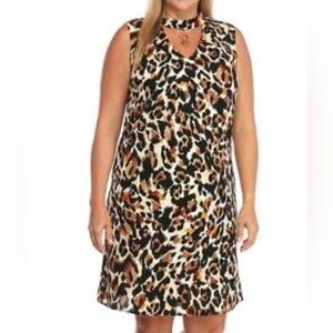 Lux II Women’s Animal Leopard Cheatha Print Choker Sleeveless Dress in XL